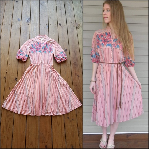 Sears Dresses & Skirts - Vintage 70's 11/12 S Rosey Pink Floral Midi Dress